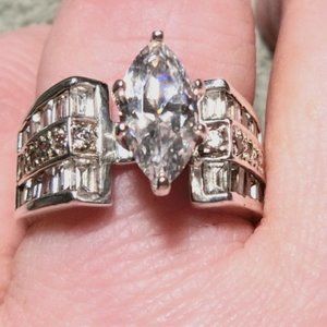 VTG Marquise & other CZ's in a SS setting Retro 1990's 4 CT Ring  8.75-9 RARE!